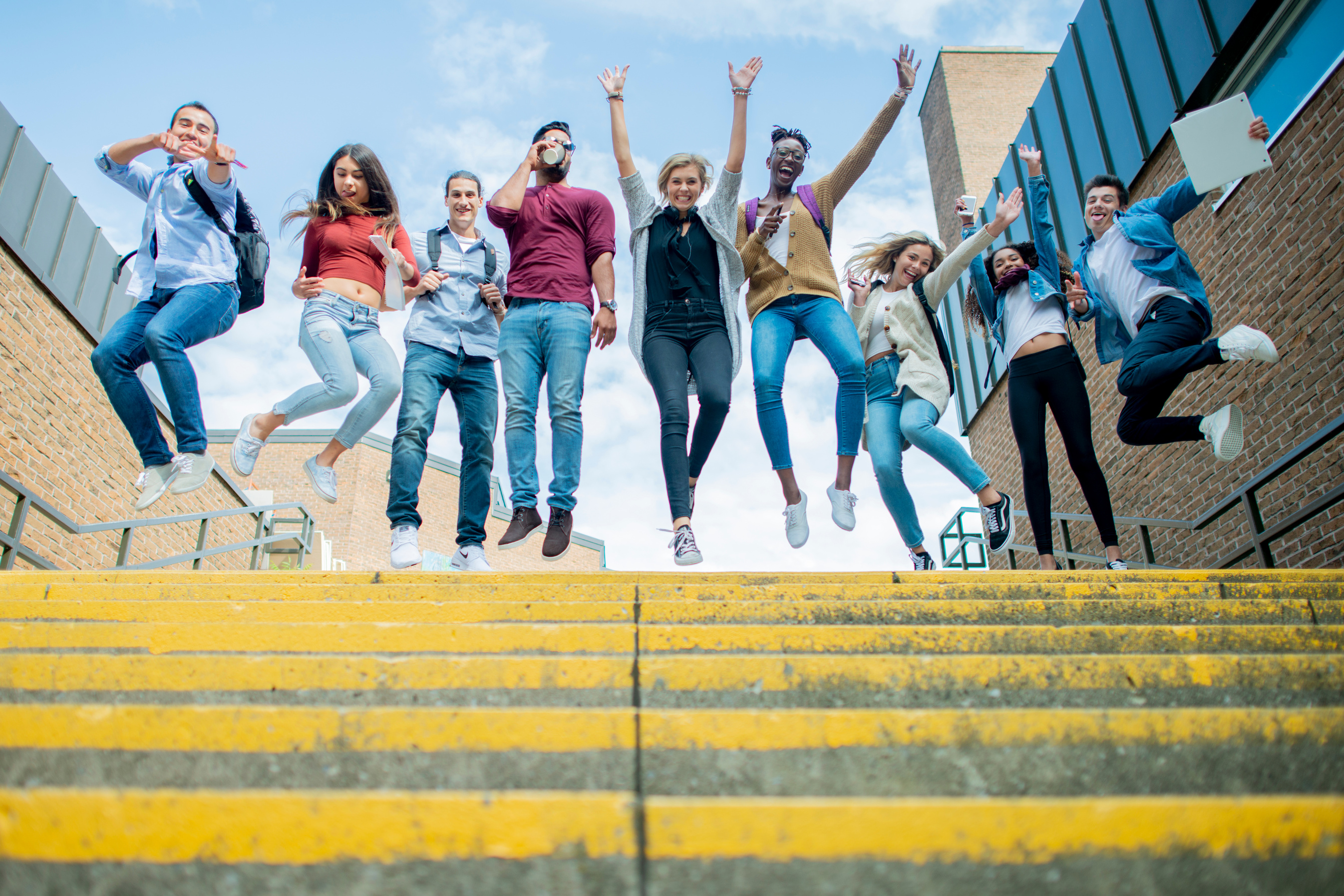Happy university students